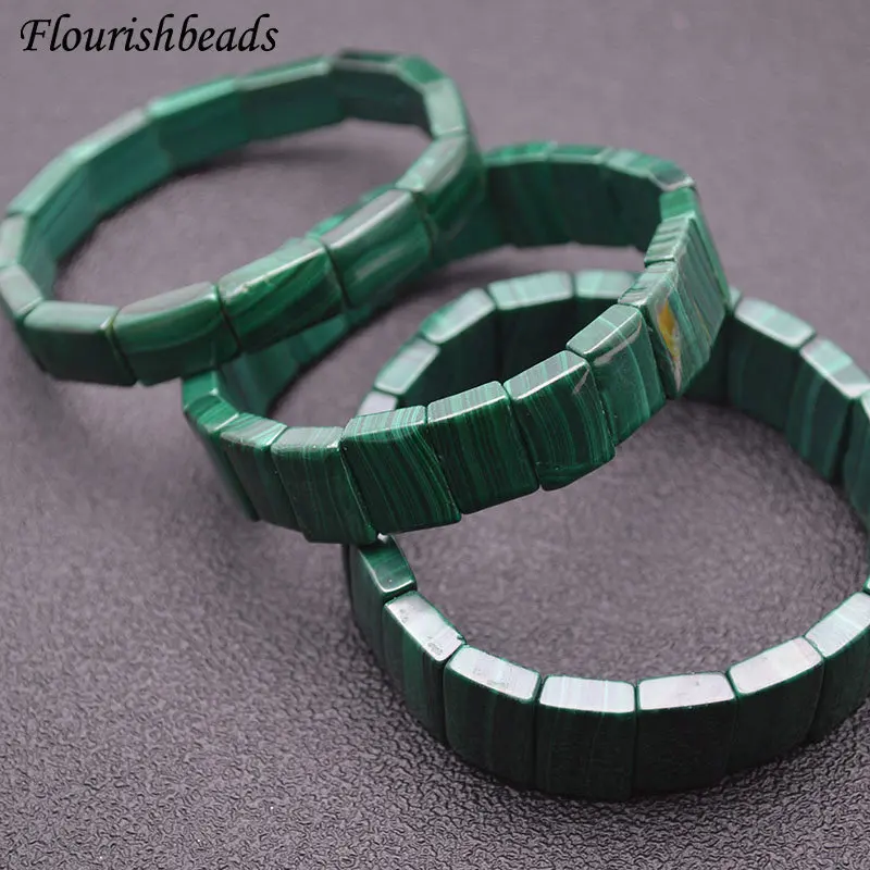 Браслеты из натурального малахита прямоугольные эластичный браслет бусин