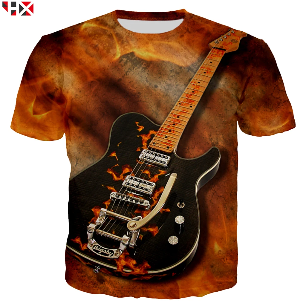 Футболка мужская с 3D принтом бас гитары Z235|Мужские футболки| |