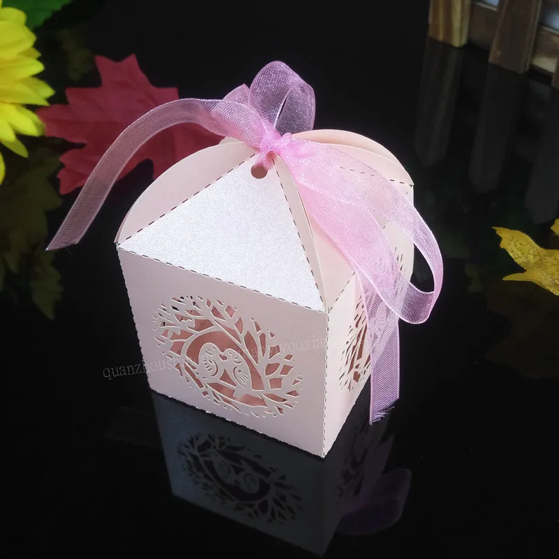 50 шт классический стиль Птицы Свадебная коробка конфет жемчужная бумажная для с