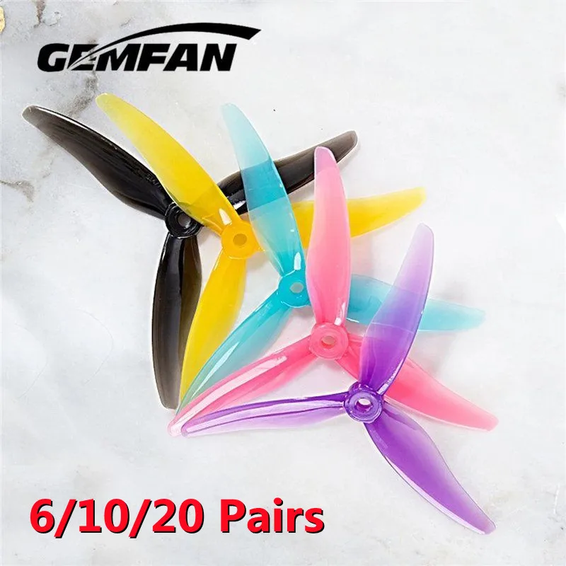 GEMFAN-h&eacute;lice de estilo libre para Drones, h&eacute;lice de 3 aspas para RC FPV, carreras, 5 pulgadas, 4S, 6S, Nazgu5, LAL5, Hurricane 10/20, 51477 pulgadas, 6/5,1 pares-0