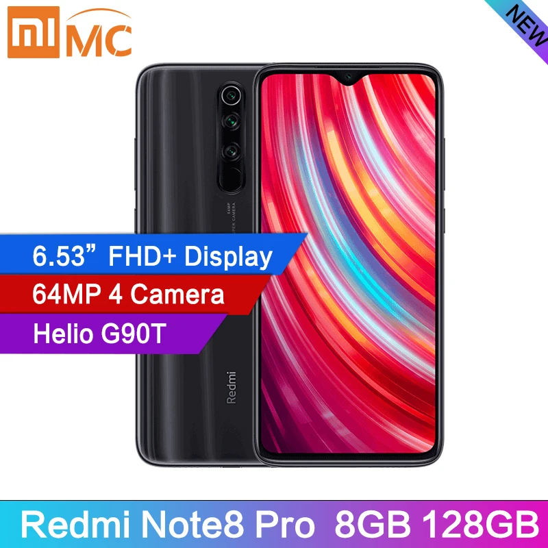Новое поступление Xiaomi Redmi Note 8 Pro 64 мп четыре камеры ГБ 128 смартфон NFC 4500 мАч 18 Вт MTK