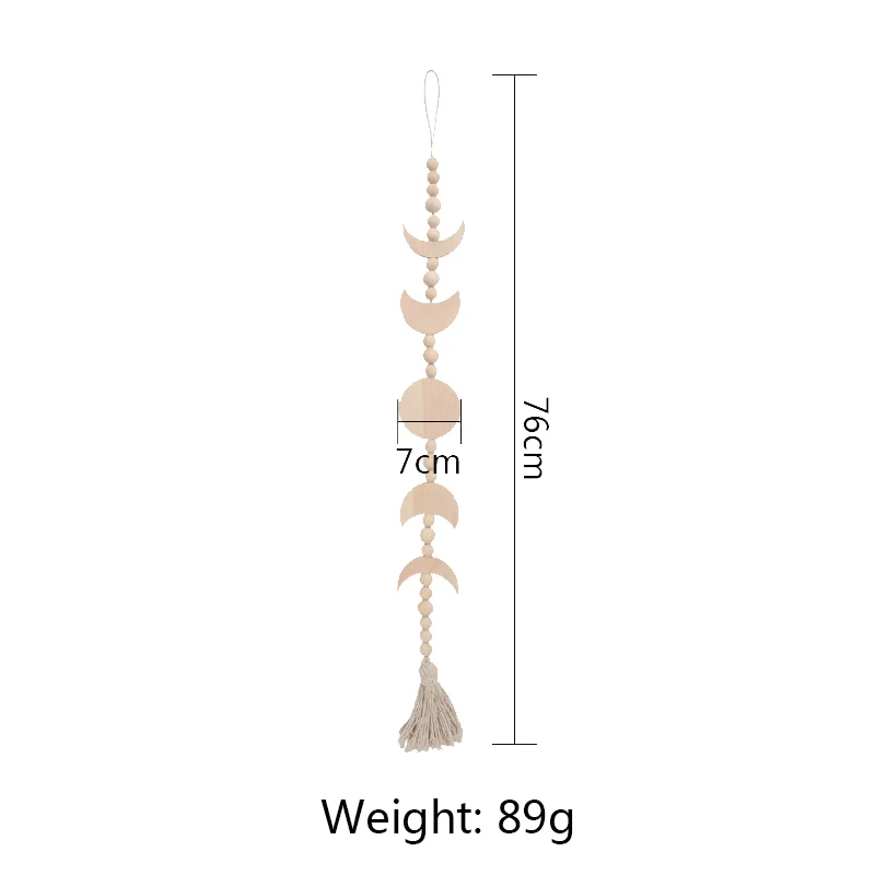 

Moon Phase Wall Hanging Wood Bead Garland With Tassel Boho Home Decorations For Living Room Nursery Decor