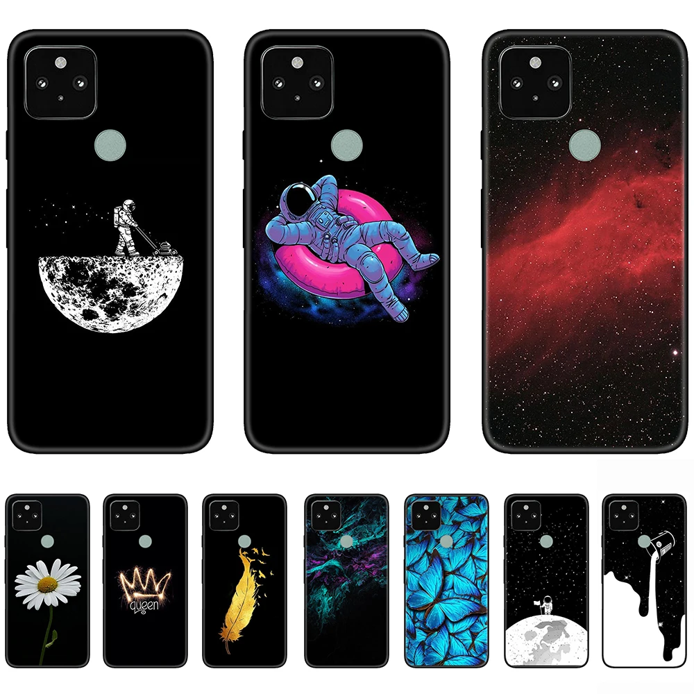 Для Google Pixel 5 Чехол астронавт Силиконовый ТПУ мягкий черный чехол накладка 6 0