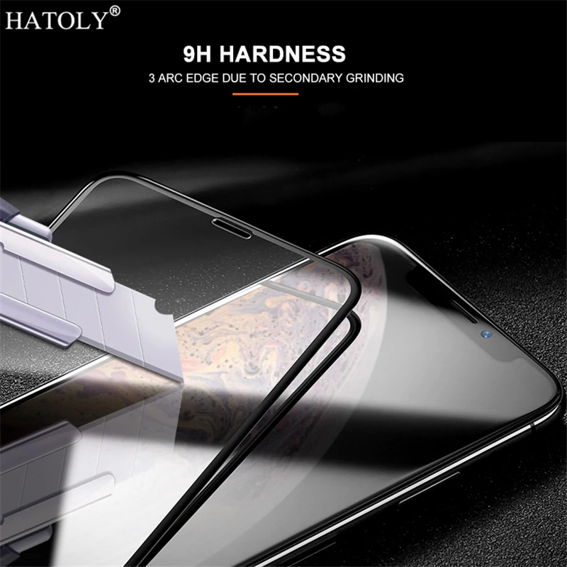 Protector de pantalla de vidrio templado para iPhone 11 Pro Max, cobertura completa de pegamento, 2 unidades-3