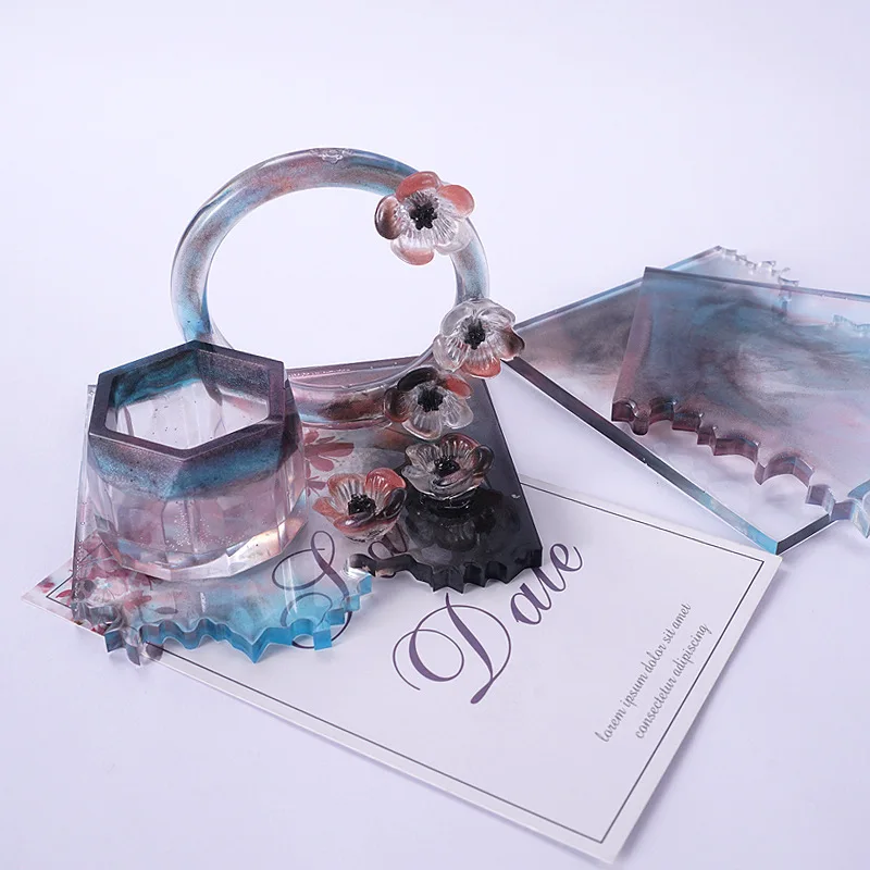 Необычная силиконовая форма сделай сам Настольная чашка четыре блока овальная