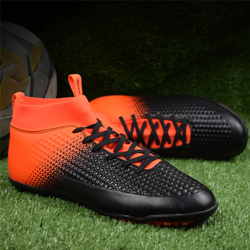 

High Ankle Men Sneakers Anti-slippery Football Boots Man Athletic Trainers Chuteira New Professional Indoor Futsal Soccer Shoes