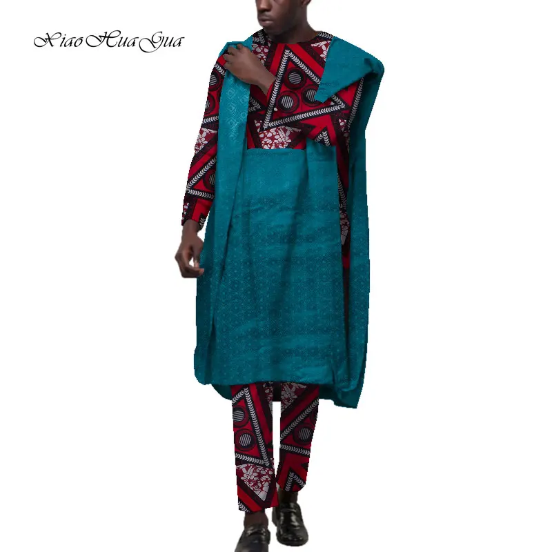 3 шт. Африке мужского комплекта бизнес мужские рубашки в африканском стиле костюм