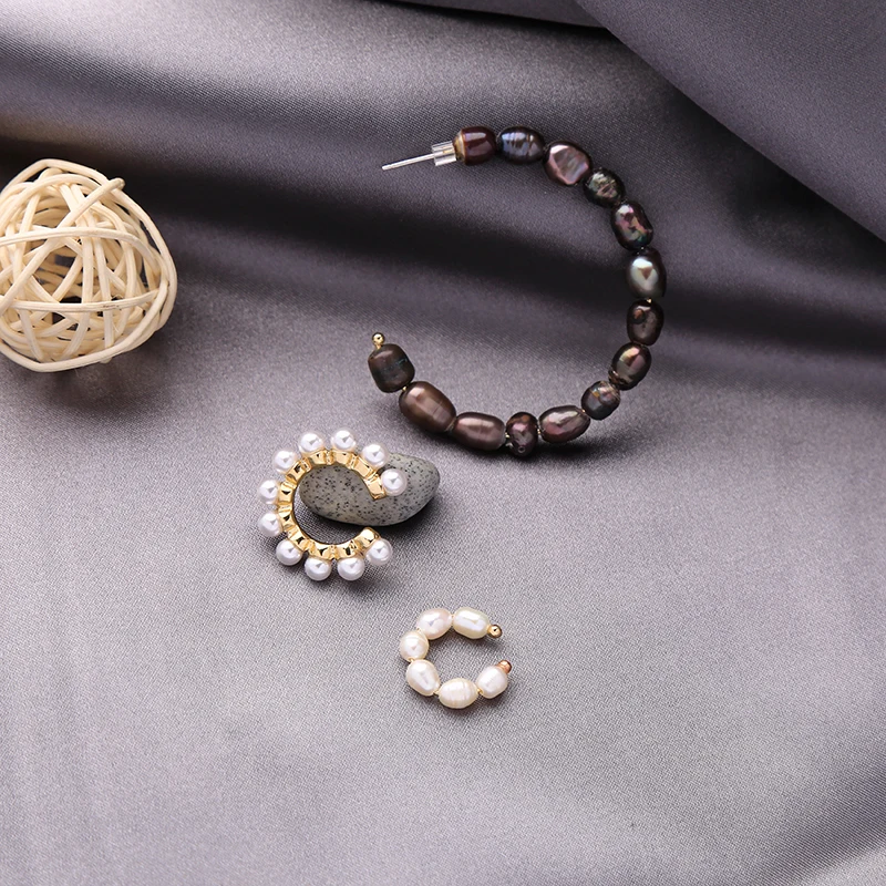 BALANBIU черный барокко культивированный жемчуг круглая капля серьга для женщин