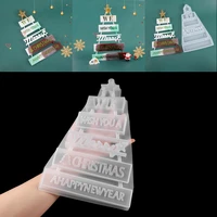 1pcs merry christmas crystal epoxy resin mold christmas tree listing decoration silicone mold for diy casting resin mold tools