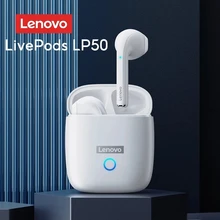 OriginLenovo LP50 TWS Bluetooth Earphone 9D Stereo Waterproof Silicone Wireless Headphones for iPhone 13 Xiaomi Earbuds with Mic