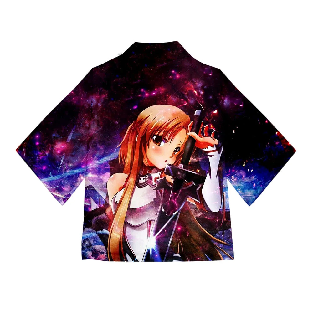 Кимоно для мужчин и женщин хаори юката в стиле аниме с коротким рукавом свободный