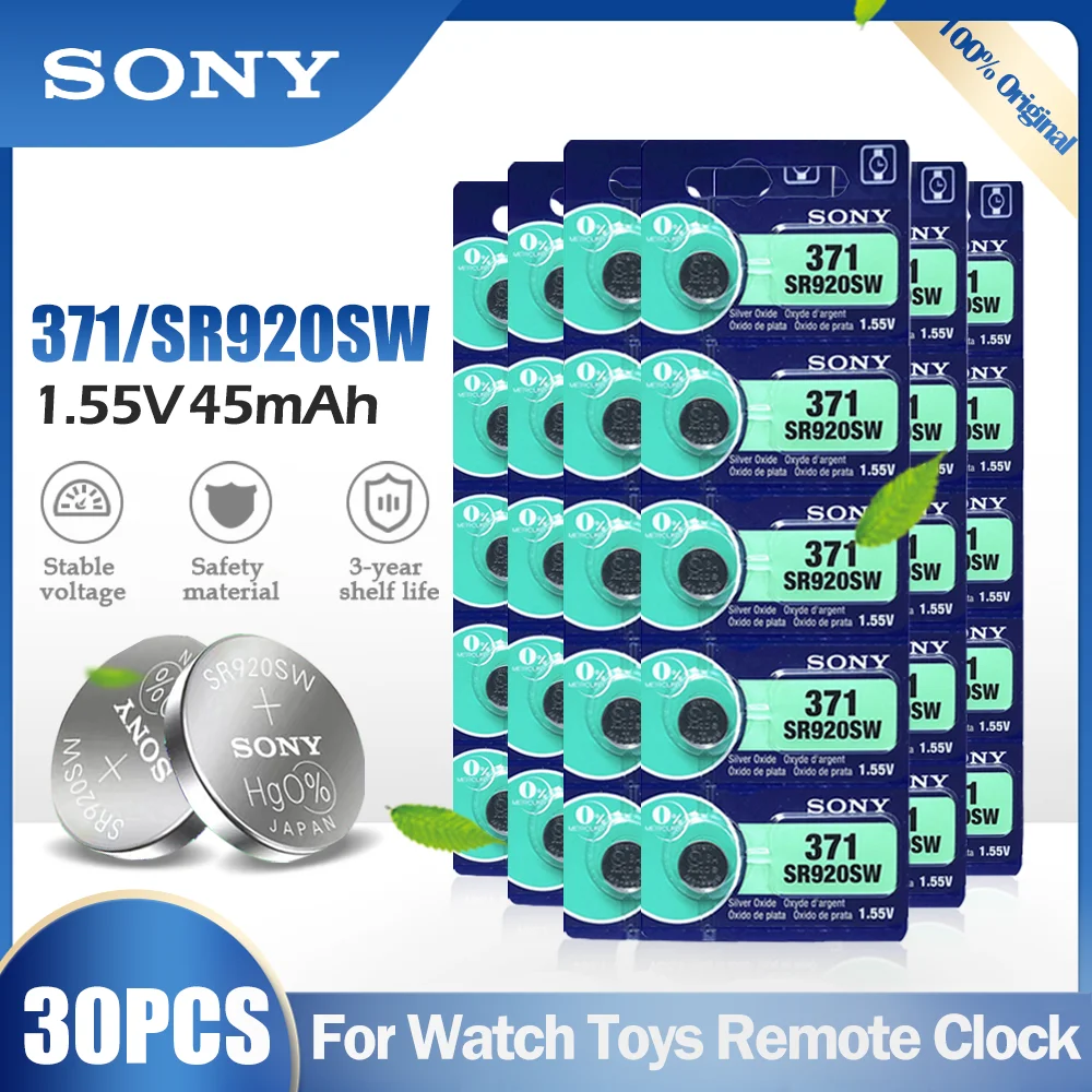 Оригинальный аккумулятор из оксида серебра Sony 371 SR920SW AG6 920 LR920 LR69 171 370A 371A 1 55 V для