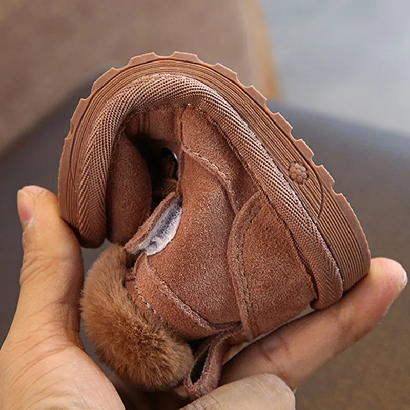 

New Winter Baby Snow Boots Unisex Leather Cute Boys Girls Shoes Warm Cotton Kids Sneakers Soft Bottom Toddler Baby Shoes