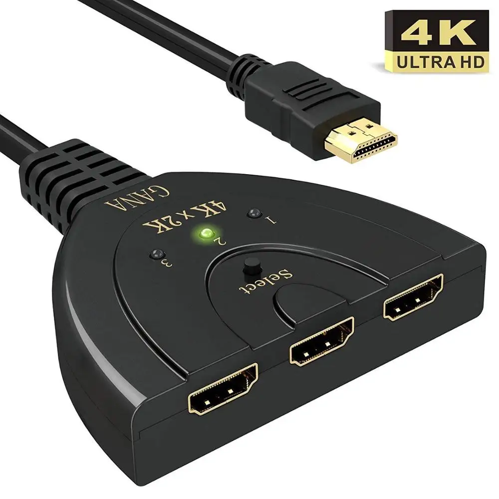 Коммутатор 4K HDMI-совместимый коммутатор 3x1 переключатель сплиттер с кабелем Pigtail