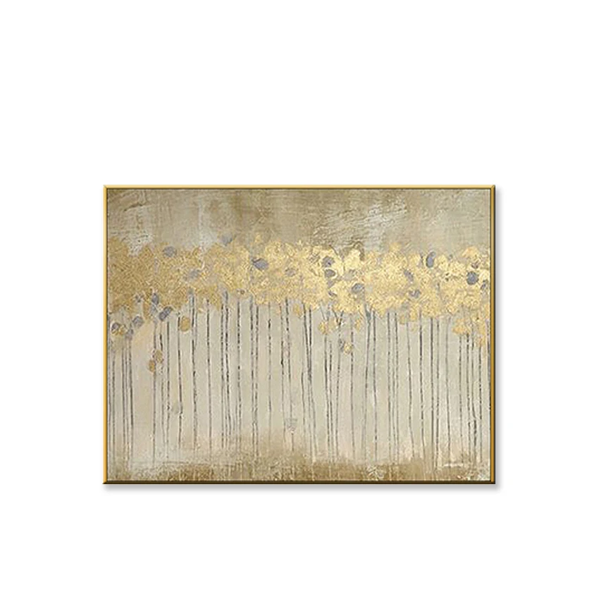 Картина маслом на холсте Золотые деревья | Дом и сад