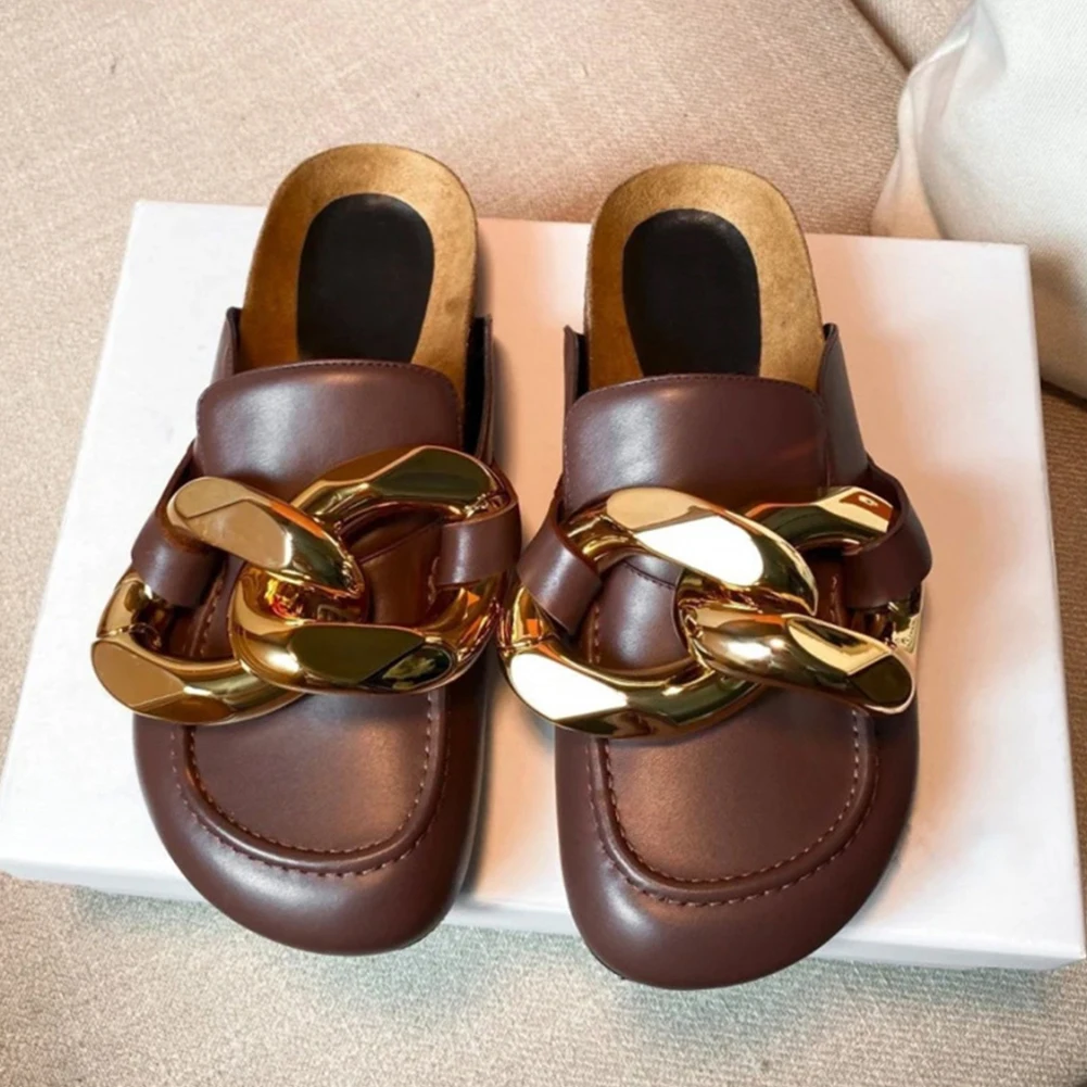 Плюс Size35 41 роскошного фирменного дизайна Женские туфли с металлической цепочкой