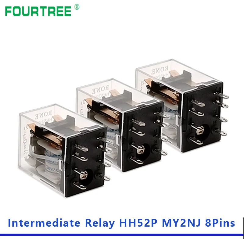 5Pcs Intermediate Relay HH52P MY2NJ Coil General DPDT Mini Electromagnetic Switch With LED 8 Pins AC 110V 220V DC 12V 24V - купить по