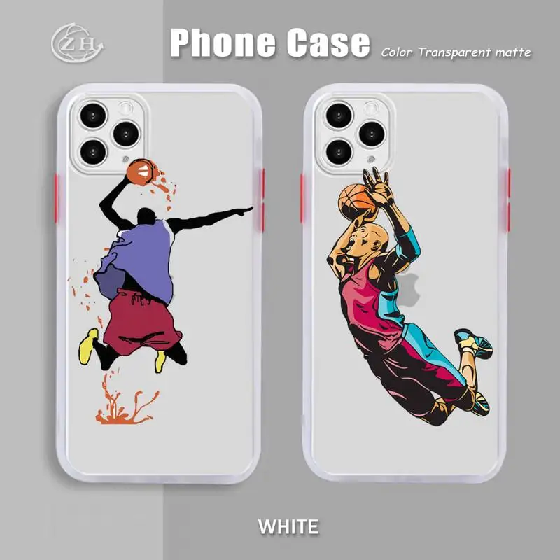 

A Man Who Plays Basketball Phone Case White Mint Matte Color For IPhone X XS Max XR 7 8 6 6S Plus 12 11 Pro Max Clear Cover