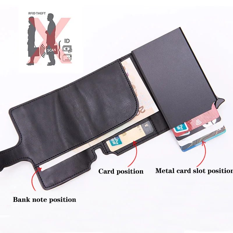 Черный складной кошелек Maideduod с технологией RFID чехол для ID карты мужской
