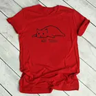 Футболка женская оверсайз с принтом ленивого кота, Повседневная Свободная Милая рубашка с коротким рукавом, в Корейском стиле, на лето