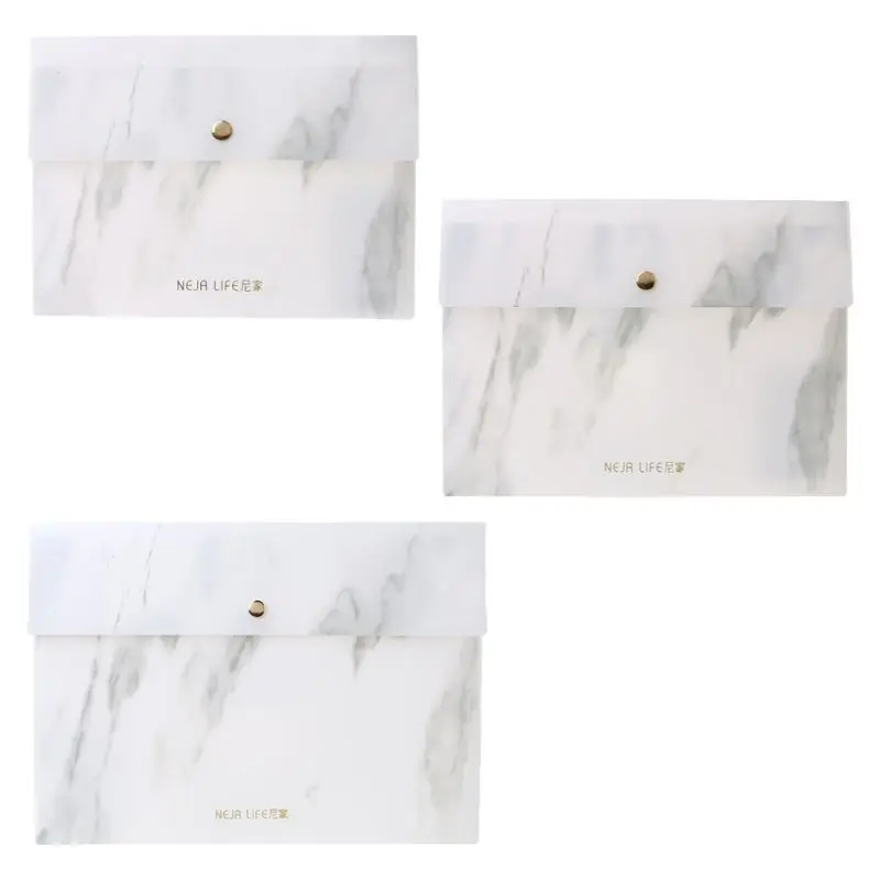 

A4/A5/B5 Portable Marble Pattern PP File Folder Document Examination Paper Bag for Office School Students Supplies