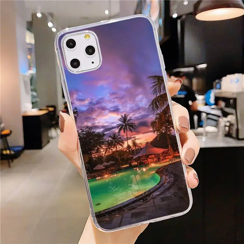 

Sunset view of Bali Phone Case Transparent soft For iphone 5 5s 5c se 6 6s 7 8 11 12 plus mini x xs xr pro max