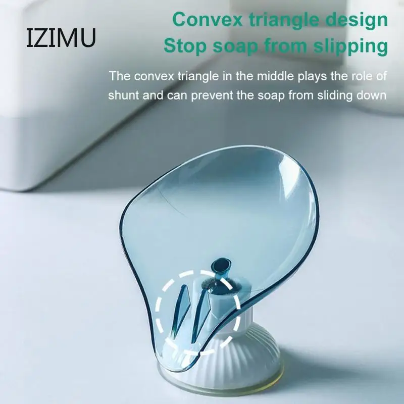 

Leaf Shaped Drain Soap Box Bath Shower Soap Holder Creative Rotating Sucker Soap Dishes Bathroom Kitchen Supplies Storage Tray