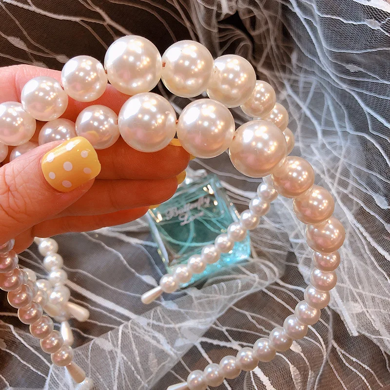 Женская повязка на голову с жемчугом Molans большая цвета слоновой кости полным