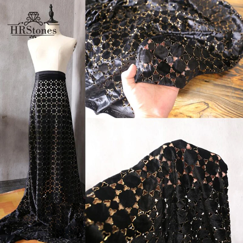 Черная эластичная бархатная модная юбка из позолоченной ткани | Дом и сад