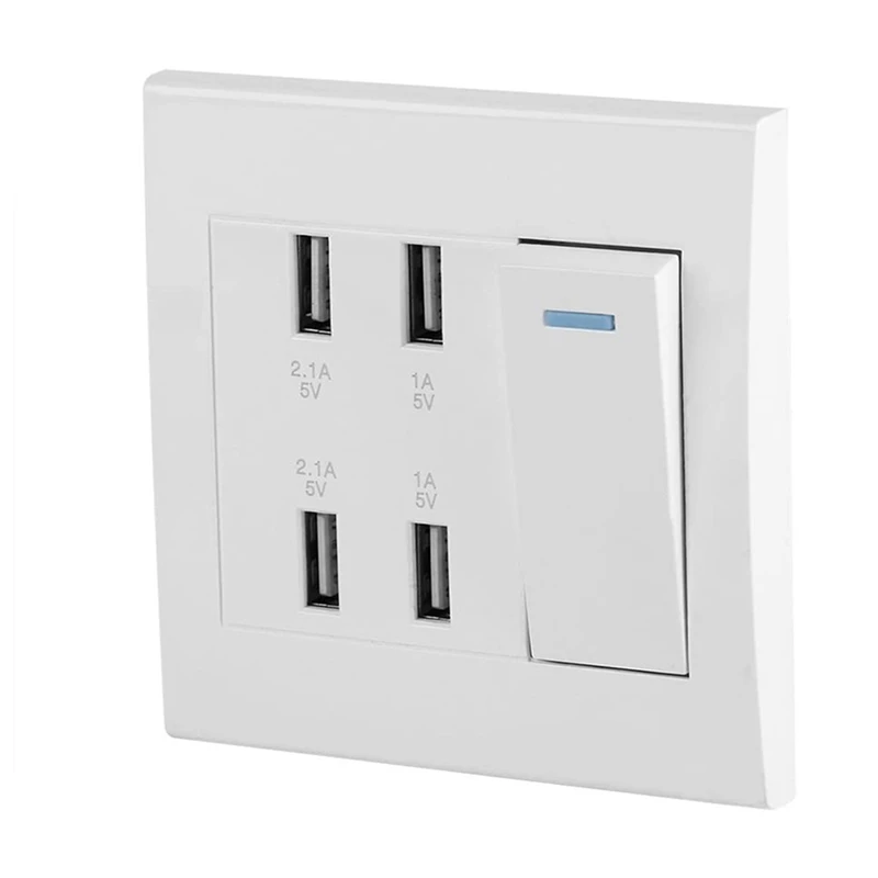 

Розетка сетевая настенная с 4 USB-портами и зарядным устройством