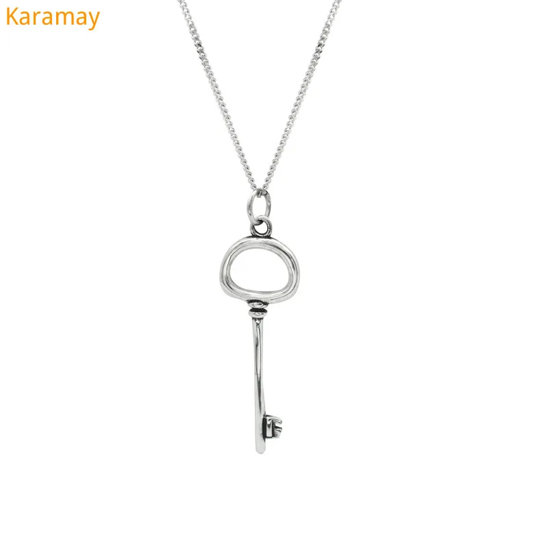 

S925 Sterling Silver personalized retro Key Pendant Necklace Korean chic trend women's fashion versatile clavicle chain jewelry