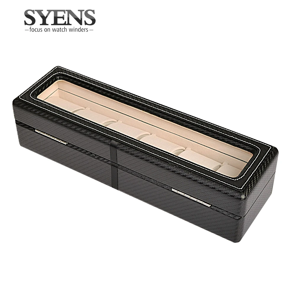 Роскошный кожаный/карбоновый футляр для часов 6/12 шкатулка хранения ювелирных