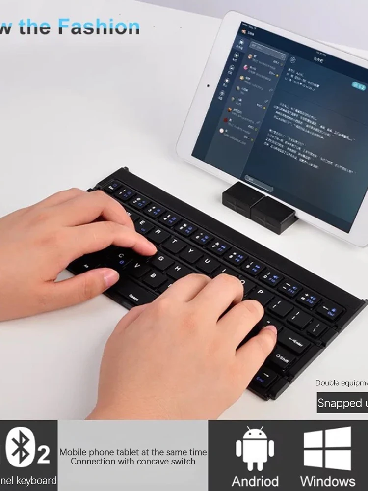 

BK808 Mini Portable Wireless Folding Keyboard Dual Channel Foldable Keyboard BT Wireless Folding Keyboard for IOSAndroid Windows