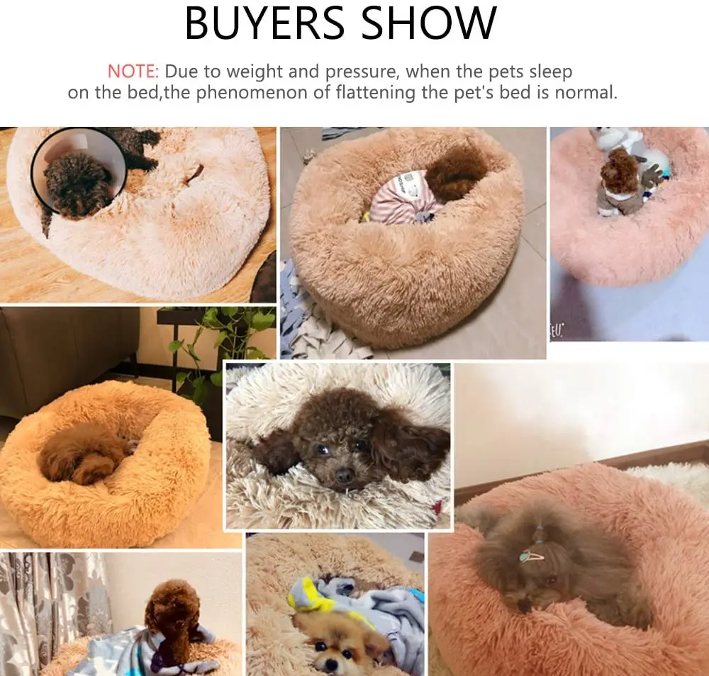 Новая стильная супермягкая кровать для собаки круглая моющаяся длинная плюшевая