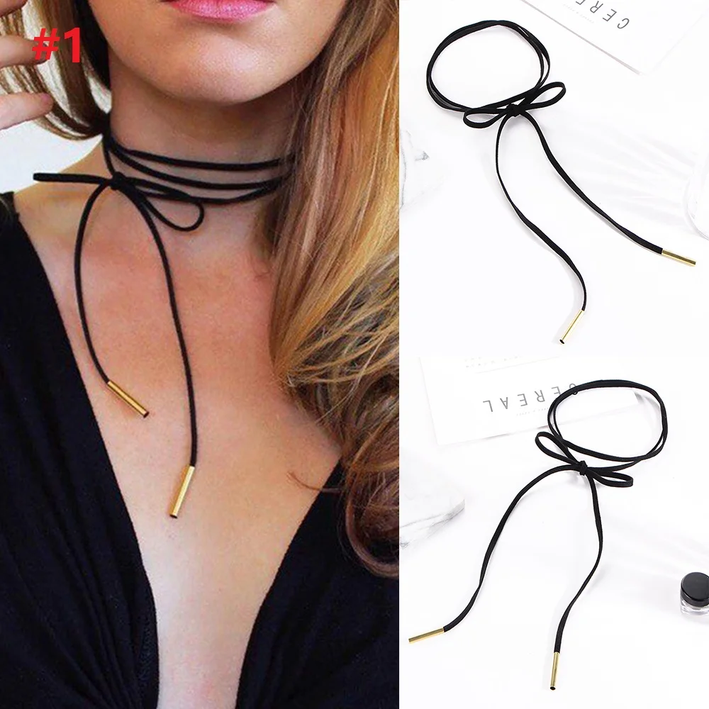 Простые Модные женские ожерелья с подвеской металлические длинные цепочки чокер