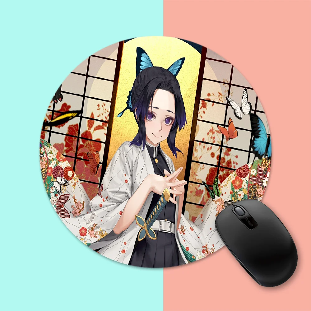 

Demon Slayer Kochou Shinobu Round Mouse Mat Gaming Mouse Pad For PC Laptop Notebook 20x20cm Gamer Desk Pad