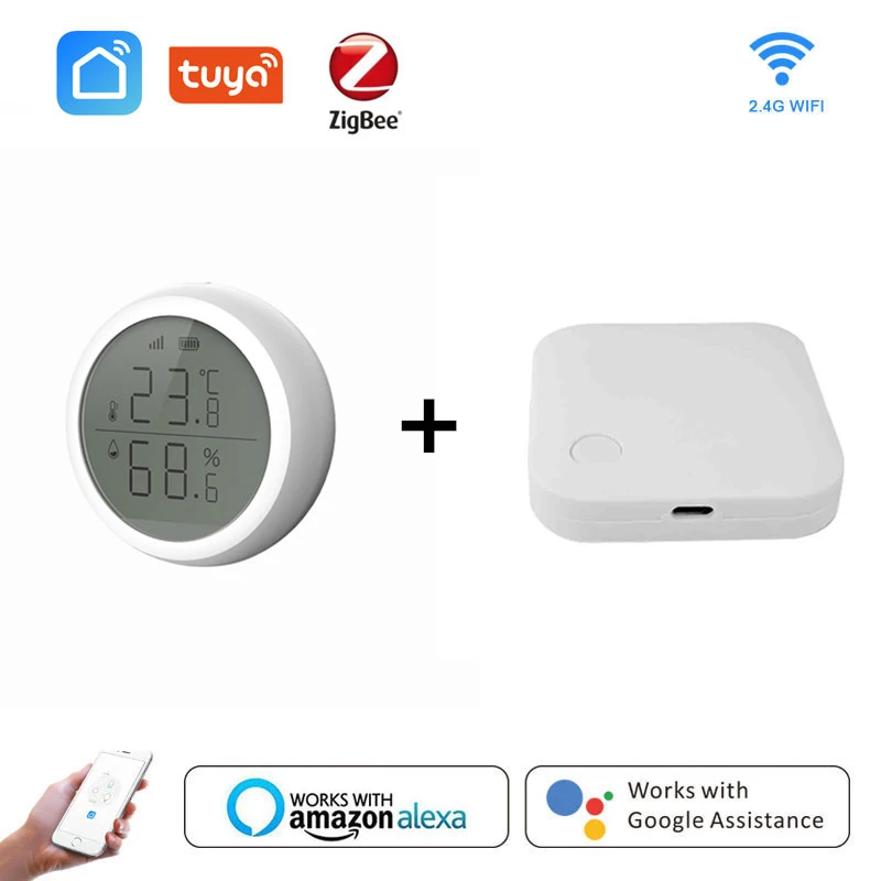 

Датчик температуры и влажности Tuya Zigbee с ЖК-дисплеем, однокликовая связь, домашняя Автоматизация, датчик охранной сигнализации