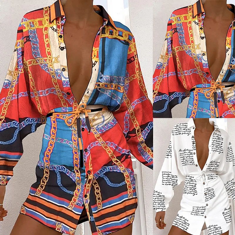 

Женское винтажное платье-рубашка на пуговицах, с длинным рукавом