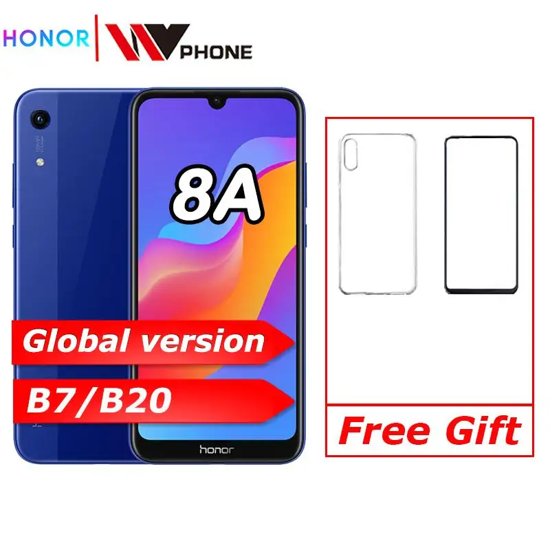 Глобальная версия оригинал Honor 8A 6 09 дюймов MTK6765 Android 9 0 8.0MP + 13.0MP камера 3020 мАч