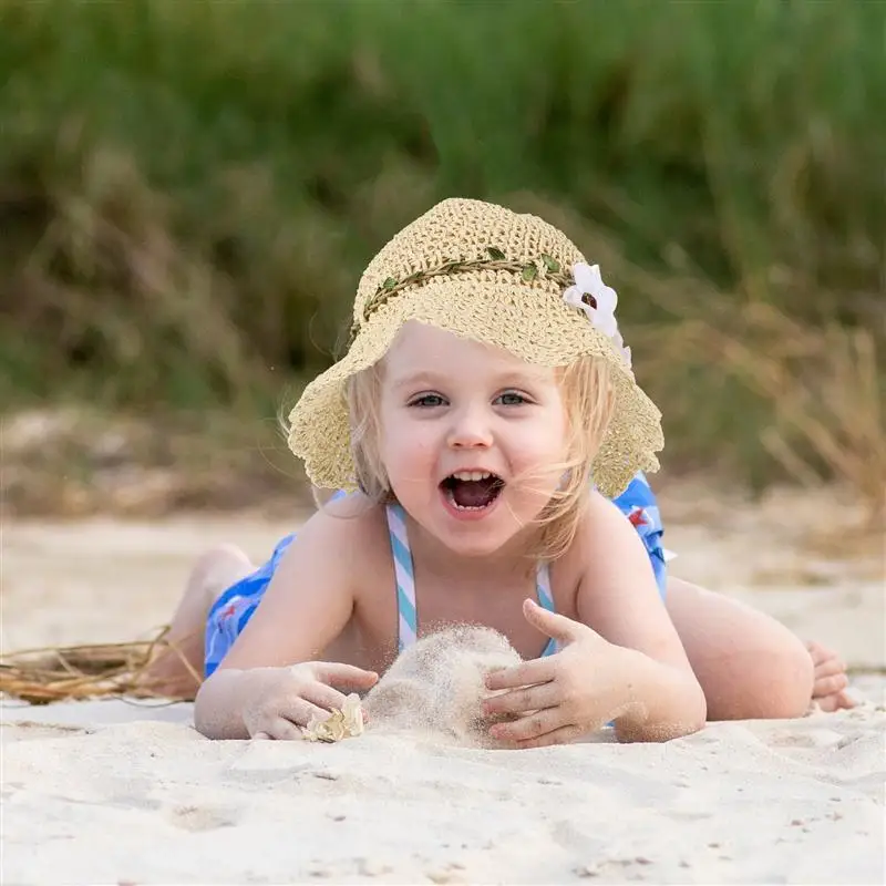 

1Pc Children Sunhat Exquisite Flower Hollow Straw Hat Kids Sunshade Hat