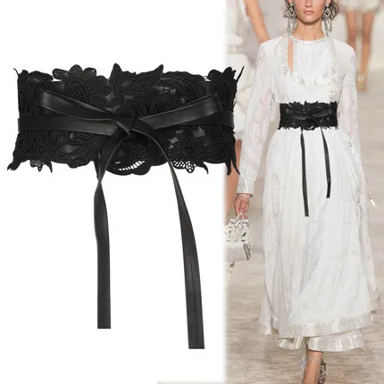 

Lace wide waist belt ladies decorative belt with skirt sweater coat retro Korean fashion casual belt