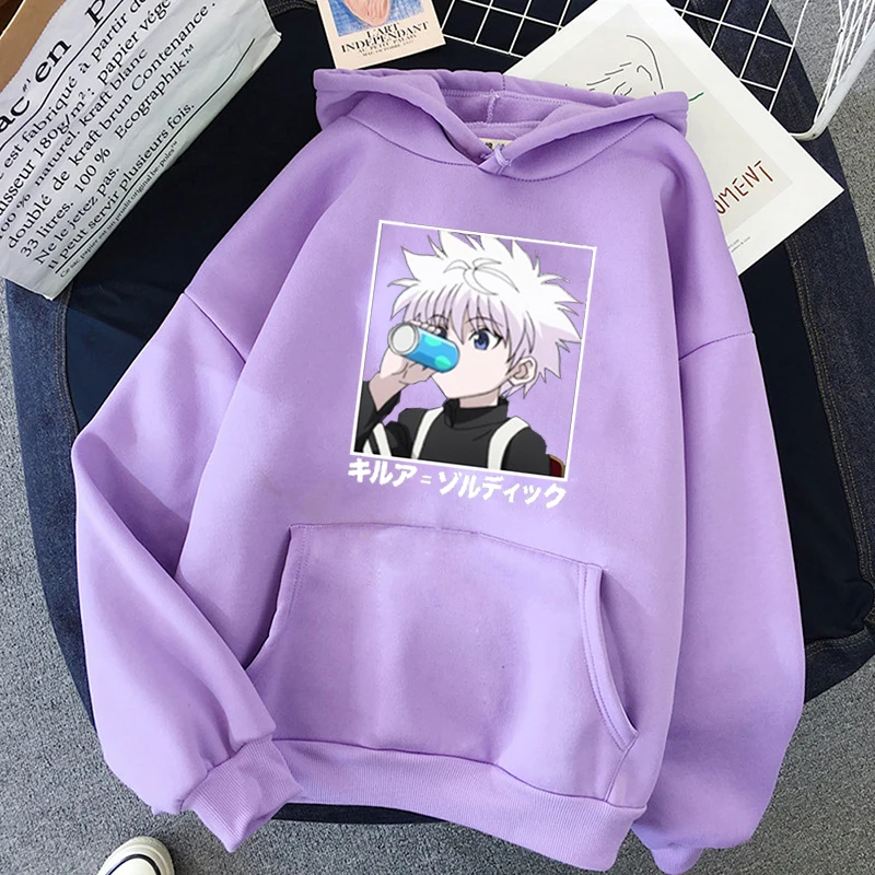 Новые толстовки Harajuku Kawaii Hunter X Свитшот Killua Zoldyck Аниме Манга черные Bluzy топы