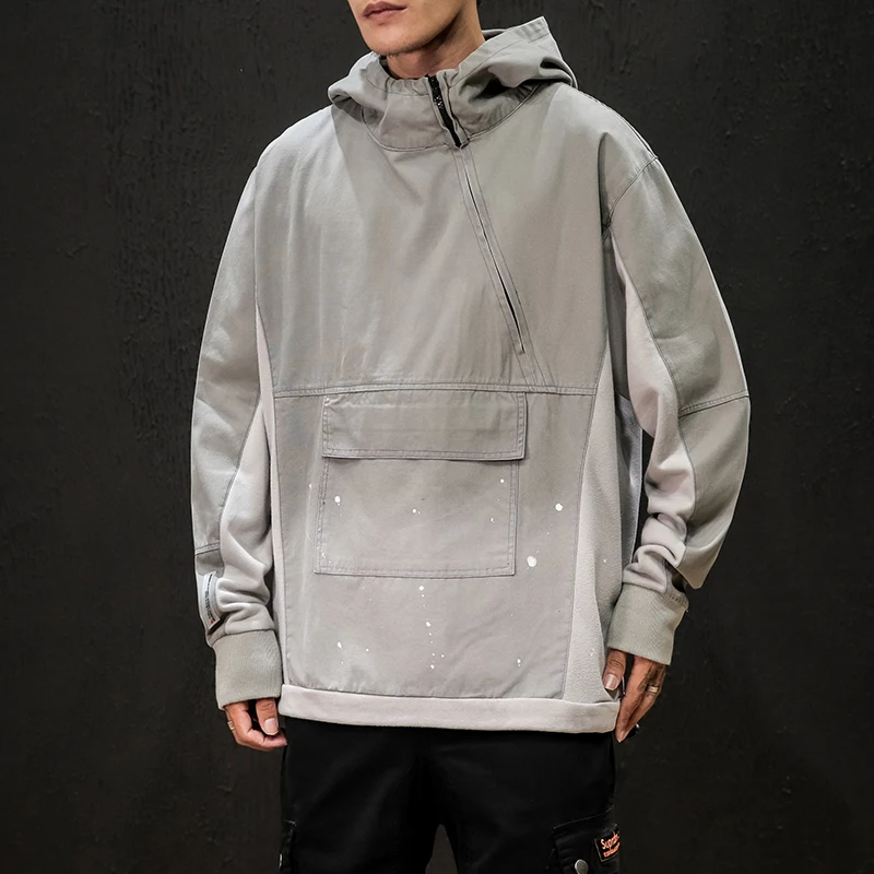 

Nice Spring Men Hop Hip Patchwork Hoodies Mens Streetwear Hoody Bomber Jackets Male Cotton Black Grey Hooded Pullover M-5XL