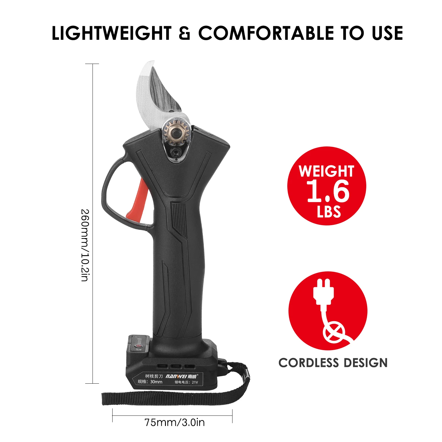 

21V Brushless Cordless Electric Pruning Shears 4 Gear Adjustable Tree Branch Pruner Garden Clippers Rechargeable Battery Powered