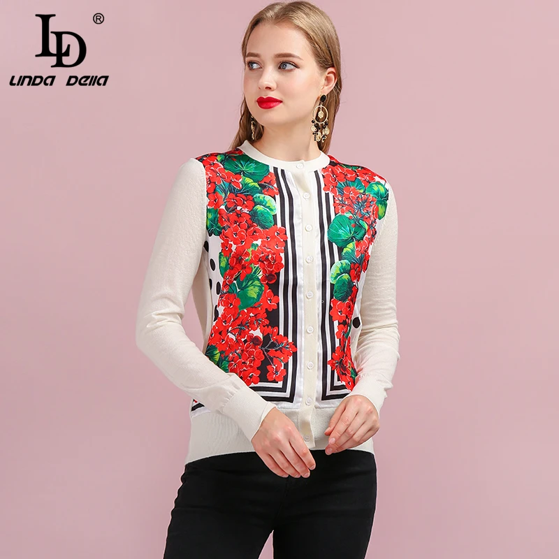 Женский вязаный свитер LD LINDA DELLA винтажный шерстяной кардиган с длинным рукавом и