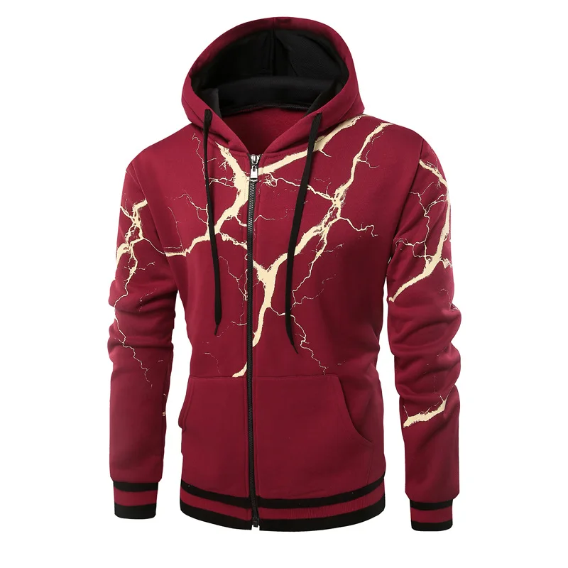 

New Trendy Foreign Trade Men's Clothes Color Matching Hooded Sweater and Fleece Jacket