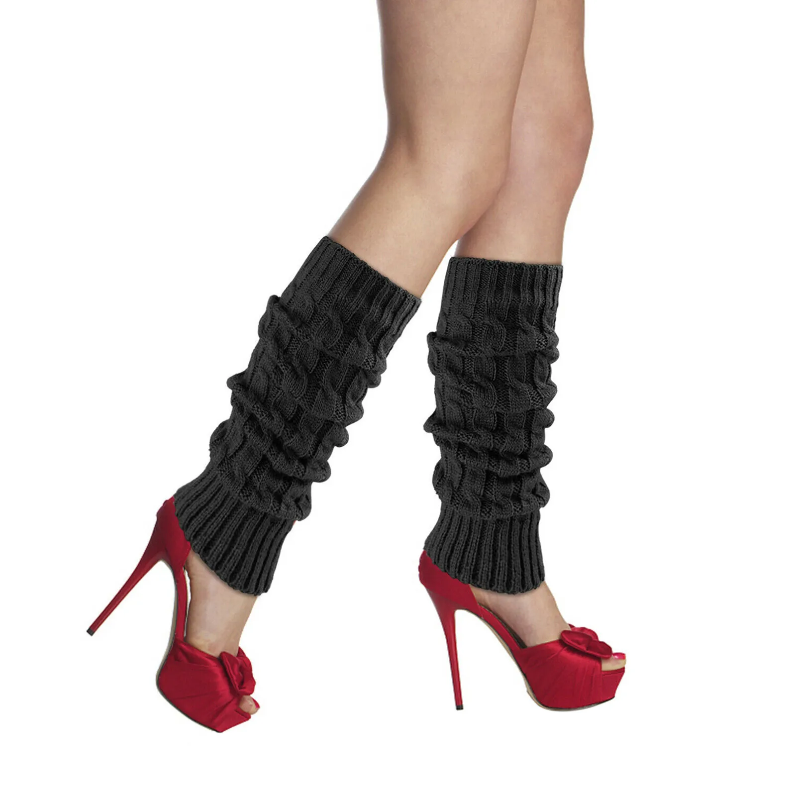 Женские вязаные грелки для ног зимние крючком Модные женские леггинсы грелка