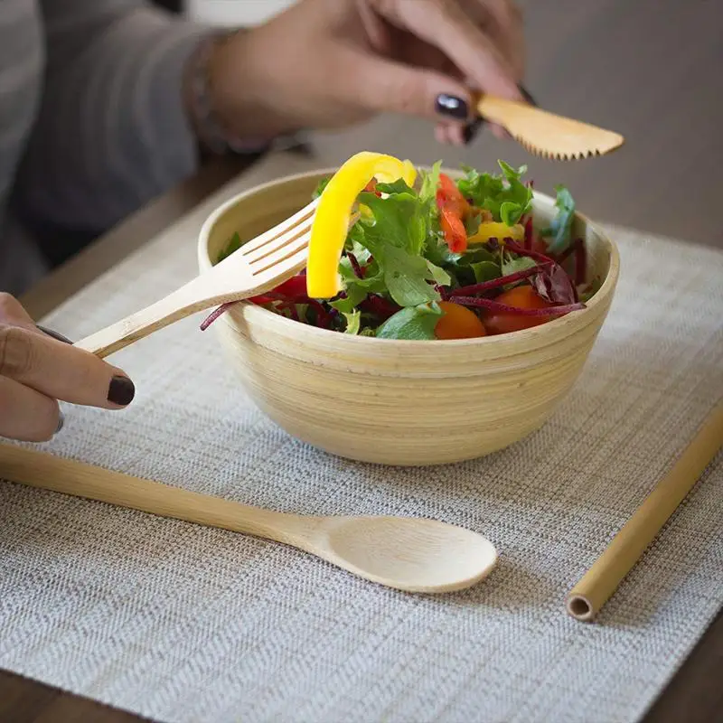 6/7/8 шт./компл. соломенная кухонная утварь с тканевой сумкой экологически чистый