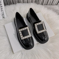 spring 2020 water drill single shoe womens lacquer leather low heeled casual oxford shoe tide