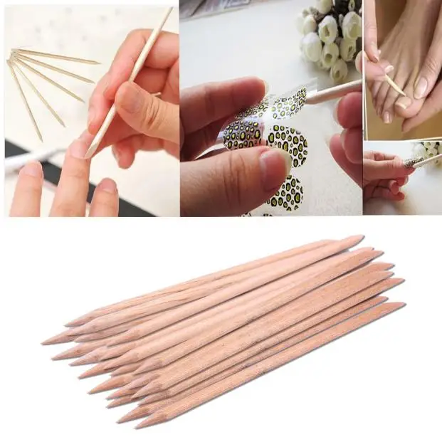 

20PCS Nail Art Orange Wood Stick Cuticle Pusher Remover Pedicure Manicure Tool Double Ended Orange Weed Stick for Manicure Nail
